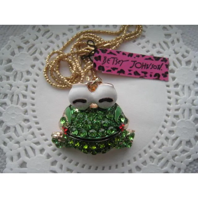 Betsey Johnson Big Eyed Frog Moving Legs Gold Necklace