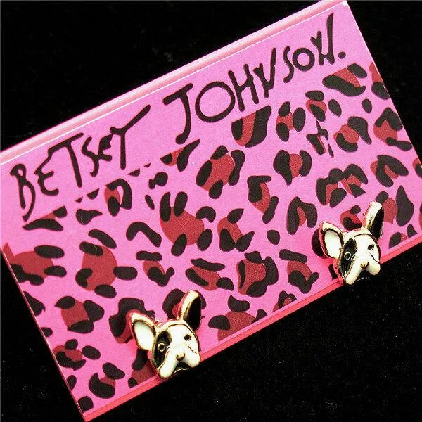 Betsey Johnson Dog Tiny Enamel Earrings