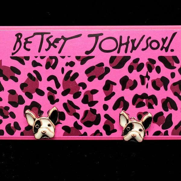 Betsey Johnson Dog Tiny Enamel Earrings