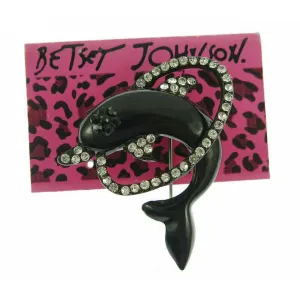 Betsey Johnson Dolphin With Rhinestone Hoop Brooch