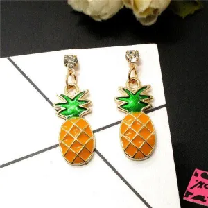 Betsey Johnson Enamel Pineapple Rhinestone Earrings