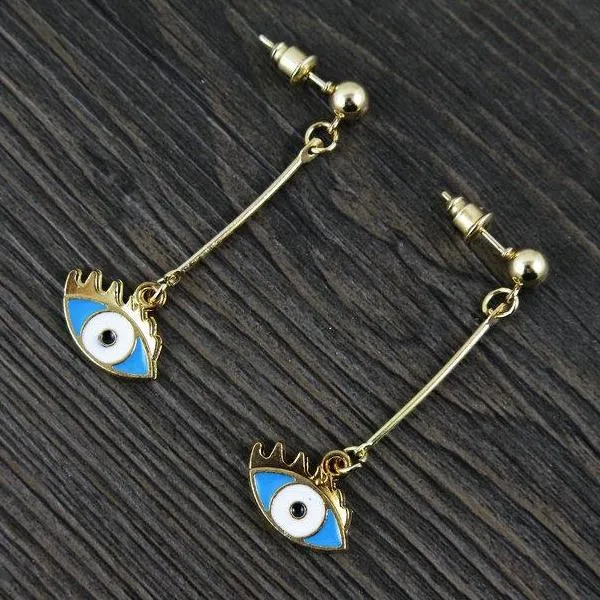 Betsey Johnson Evil Eye Golden Ball Long Drop Earrings