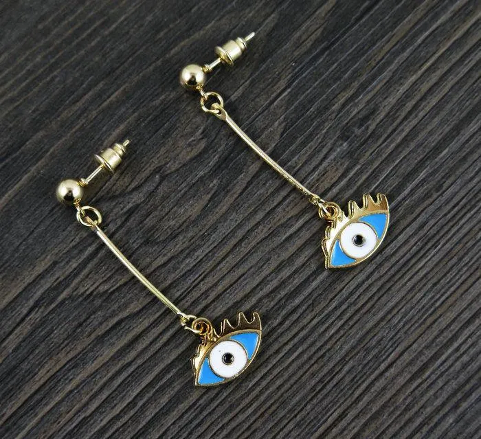 Betsey Johnson Evil Eye Golden Ball Long Drop Earrings