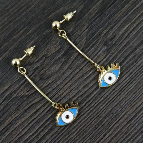 Betsey Johnson Evil Eye Golden Ball Long Drop Earrings