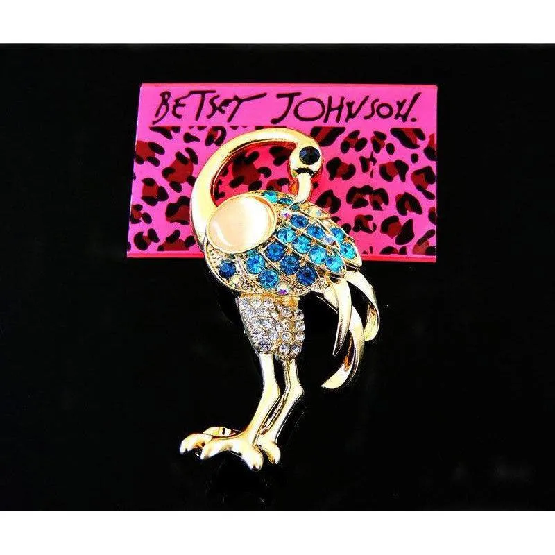 Betsey Johnson Flamingo Rhinestone Brooch Pin