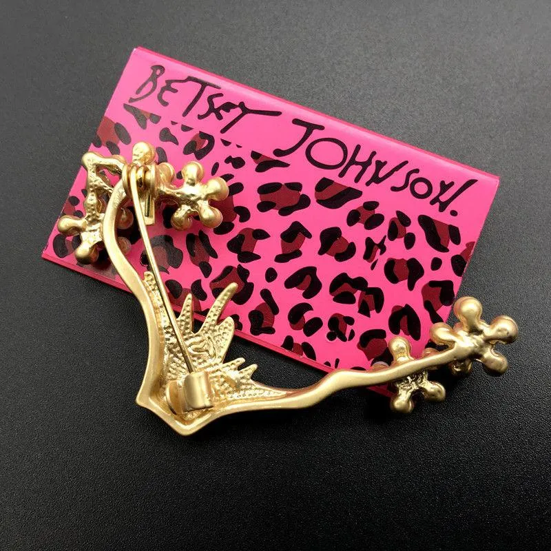 Betsey Johnson Flower Tree Faux Pearl Pink Enamel Brooch Pin