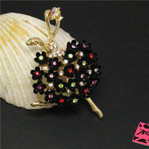 Betsey Johnson Girl Dancer Flower Dress Rhinestone Brooch Pin