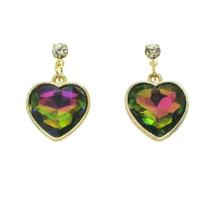 Betsey Johnson Heart Multi-Color Crystal Earrings