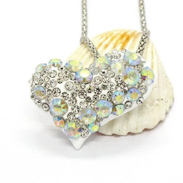 Betsey Johnson  Heart White Crystal Gold Necklace