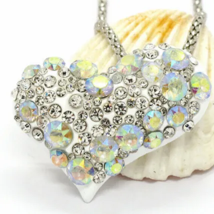 Betsey Johnson  Heart White Crystal Gold Necklace