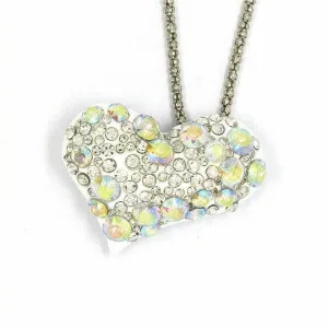 Betsey Johnson  Heart White Crystal Gold Necklace