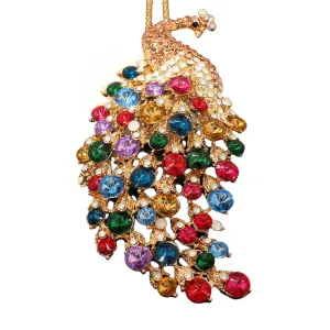 Betsey Johnson Peacock Multi-Color Rhinestone Gold Pendant Necklace