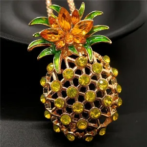 Betsey Johnson Pineapple Cut-out Golden Rhinestone Gold Necklace