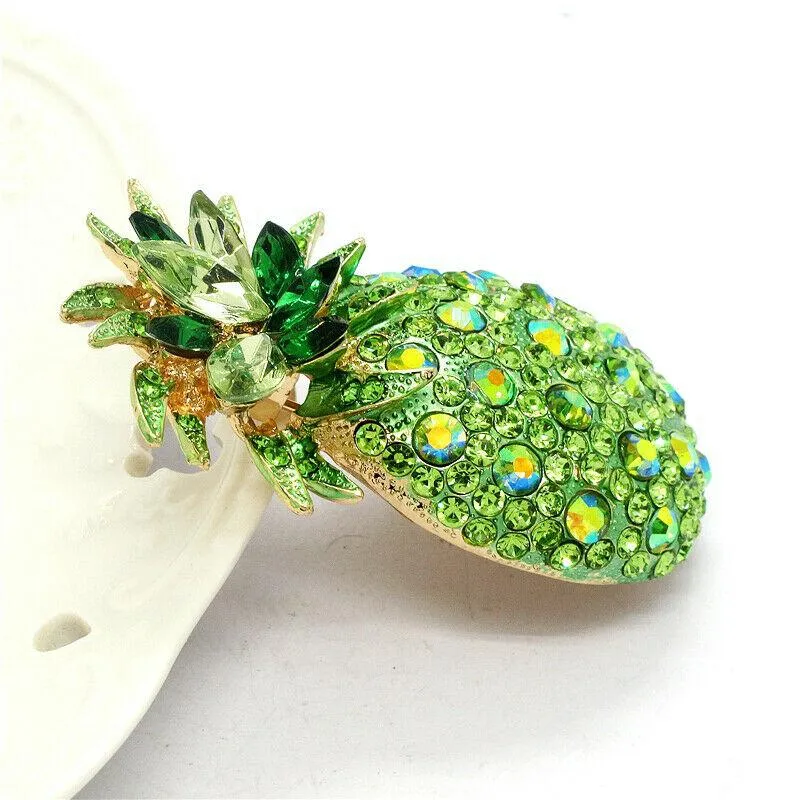 Betsey Johnson Pineapple Green Crystals Brooch Pin