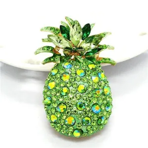 Betsey Johnson Pineapple Green Crystals Necklace or Brooch