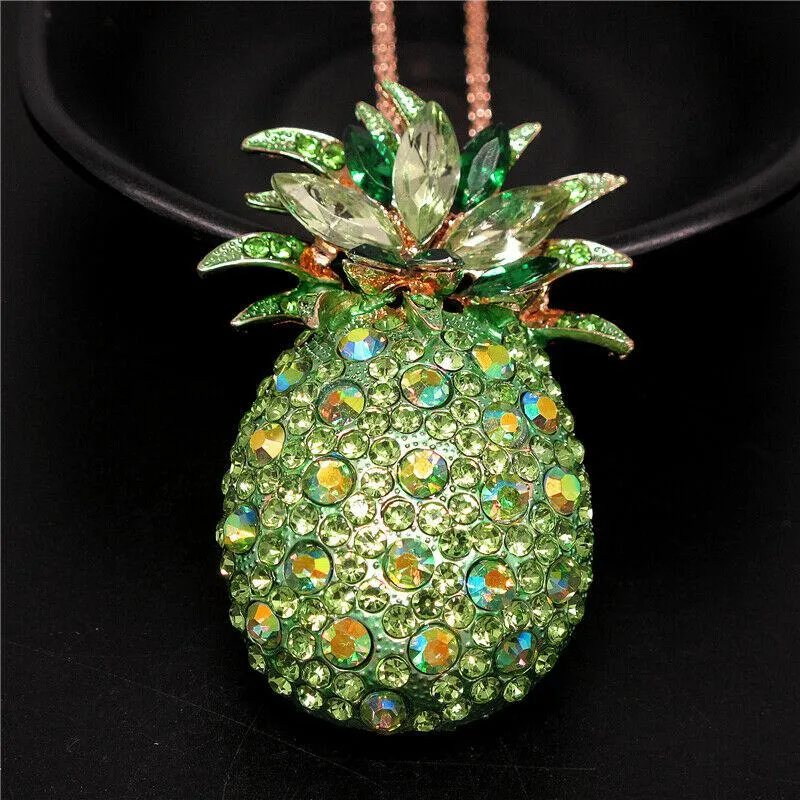 Betsey Johnson Pineapple Green Crystals Necklace or Brooch