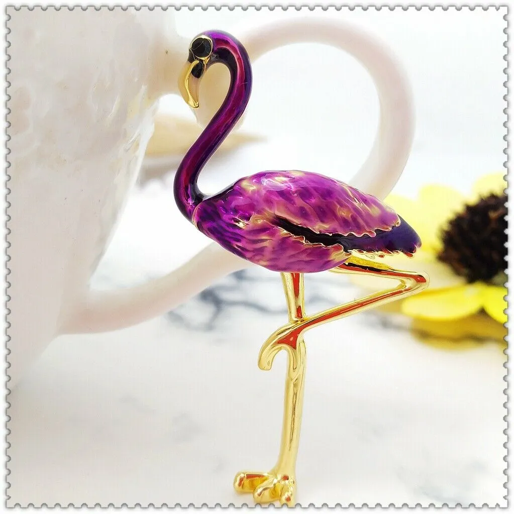 Betsey Johnson Purple Flamingo Bird Brooch Pin