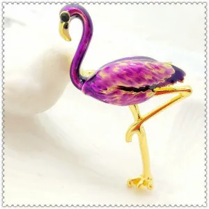 Betsey Johnson Purple Flamingo Bird Brooch Pin