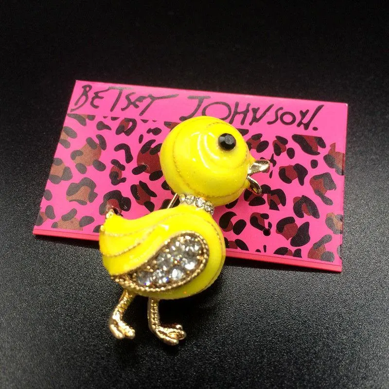 Betsey Johnson Small Duck Yellow Enamel Brooch Pin