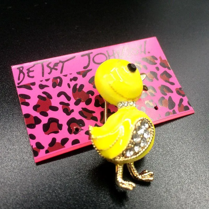 Betsey Johnson Small Duck Yellow Enamel Brooch Pin