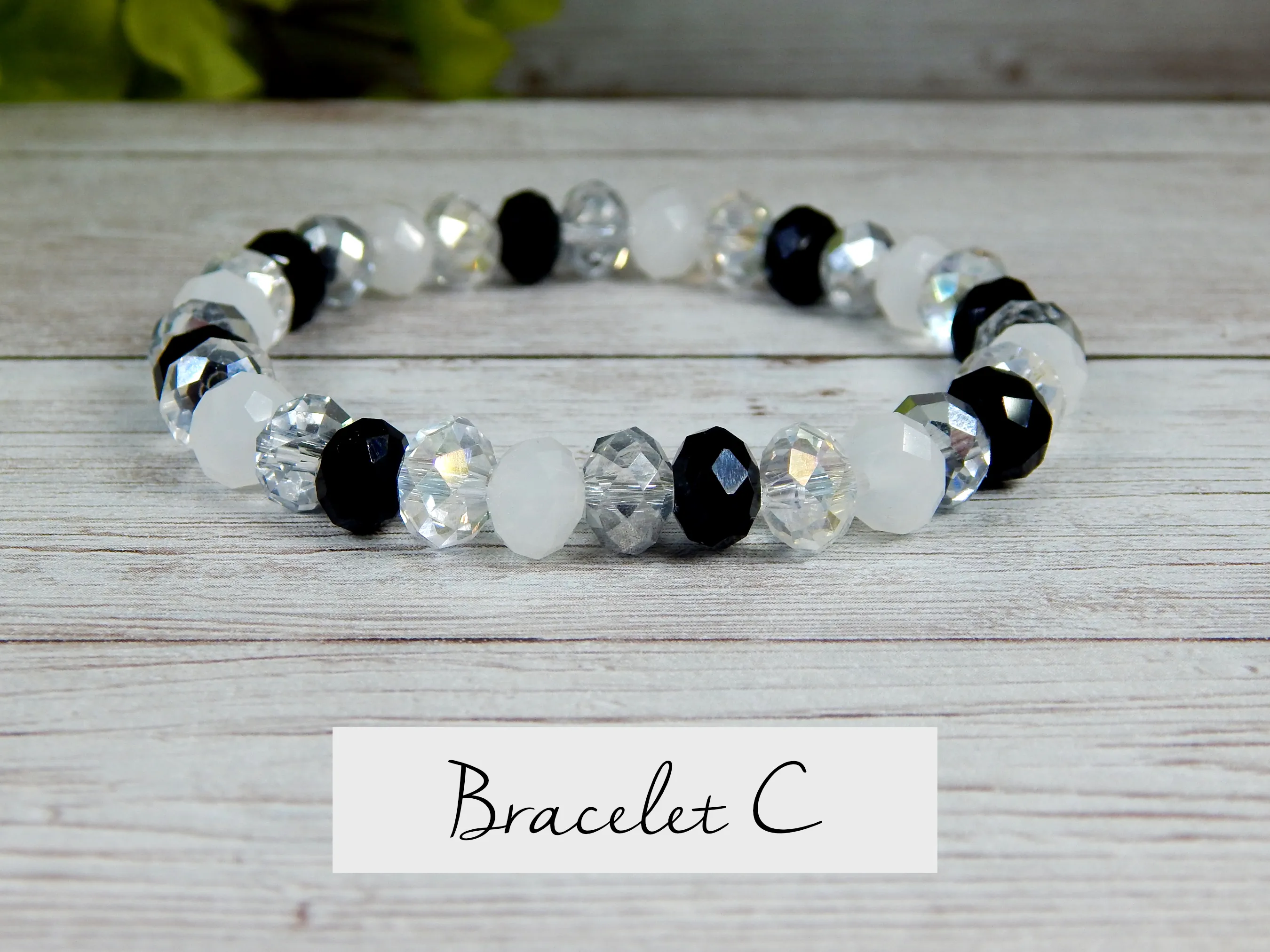 Black and White Stacked Beaded Bracelets