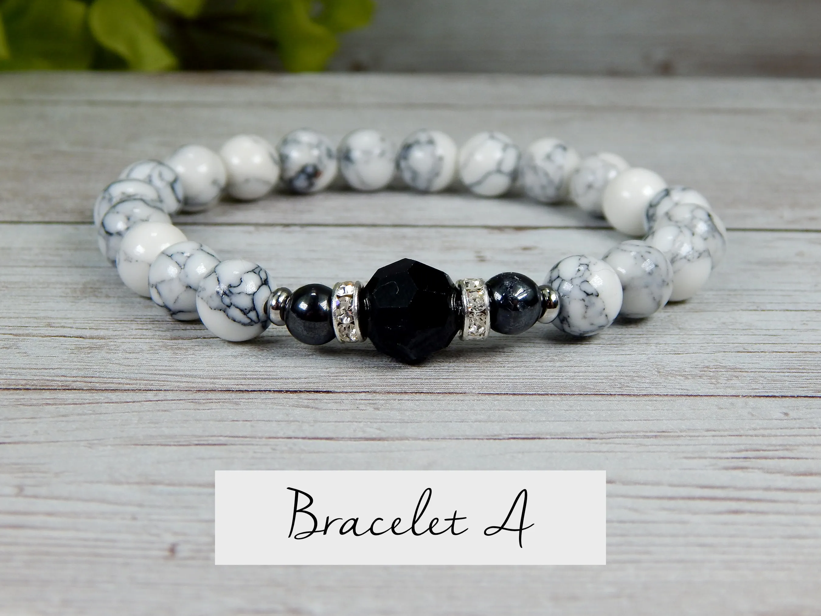 Black and White Stacked Beaded Bracelets