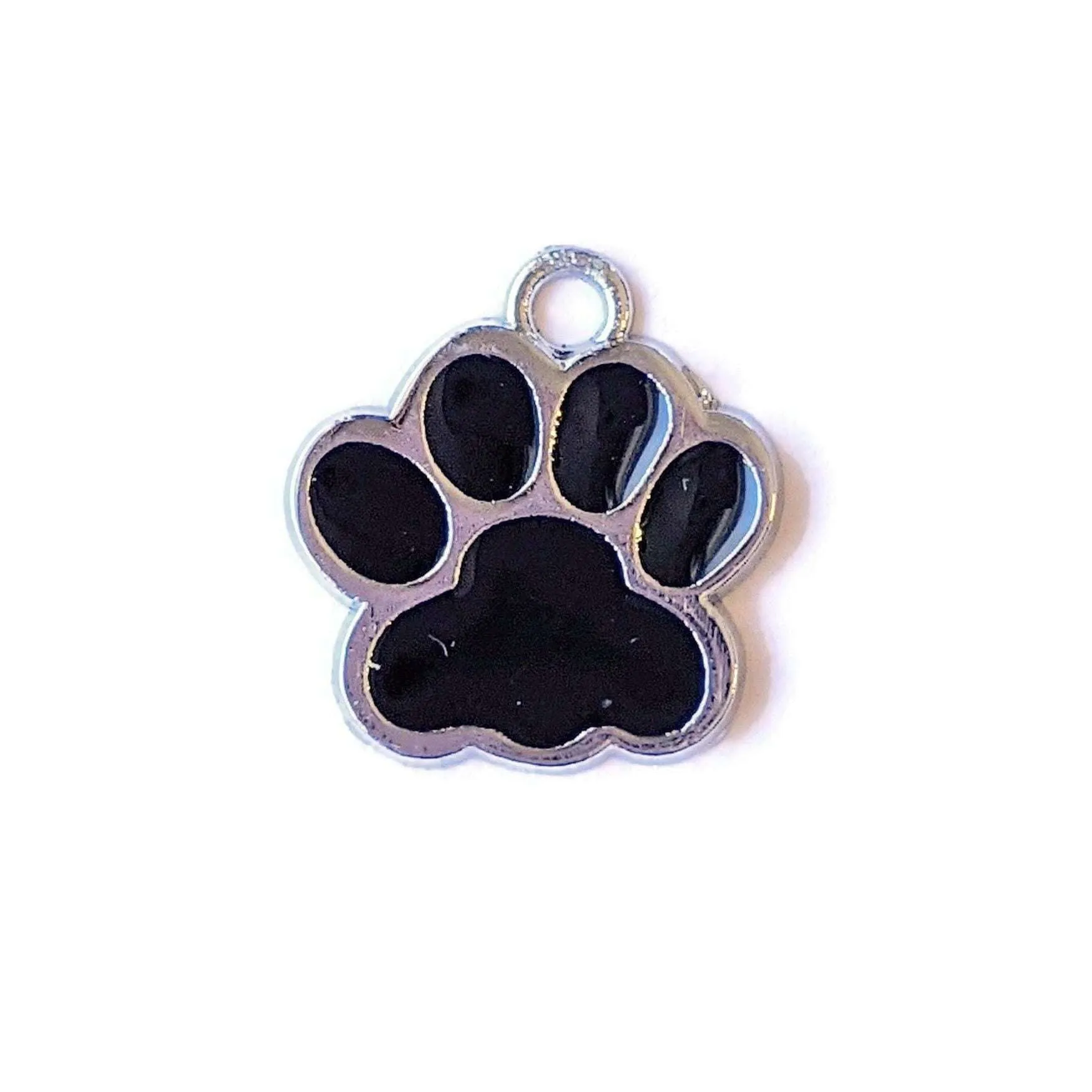 Black Enamel Dog/Cat Paw Print Charm