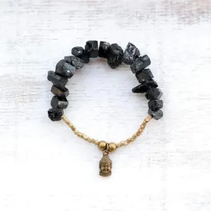 Black Tourmaline Bracelet with Buddha Charm