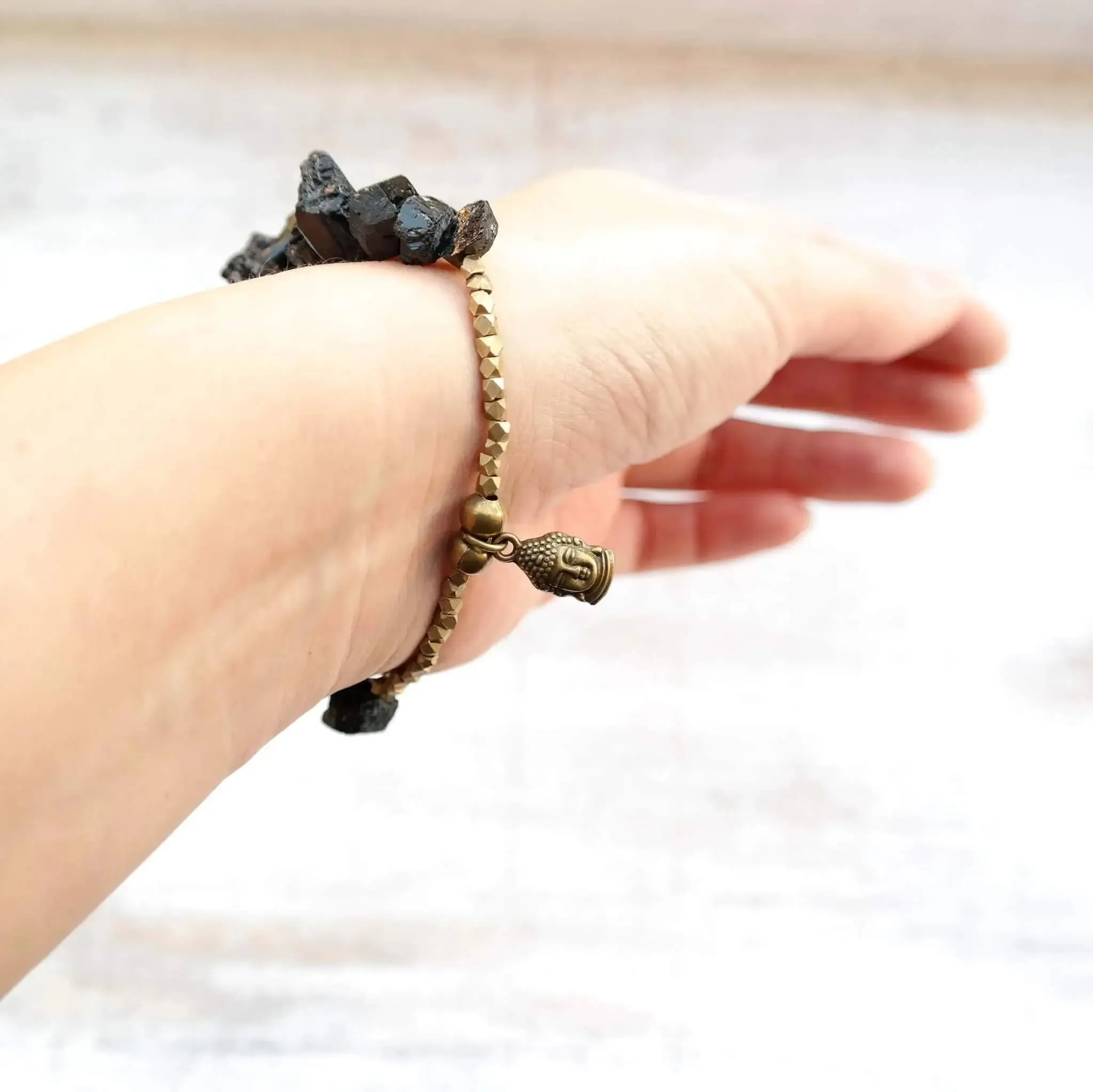 Black Tourmaline Bracelet with Buddha Charm