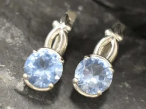 Blue Topaz Earrings - Sky Blue Earrings - Vintage Round Earrings