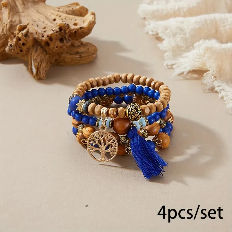 Bohemian Tree Of Life Bracelet Set  Handmade Ethnic Jewelry