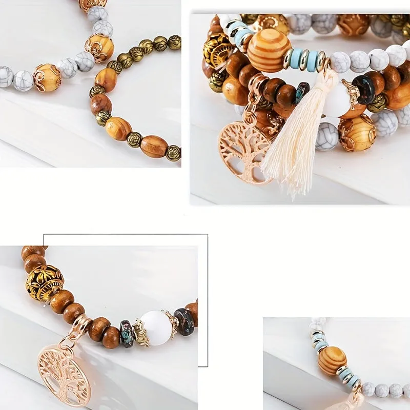 Bohemian Tree Of Life Bracelet Set  Handmade Ethnic Jewelry