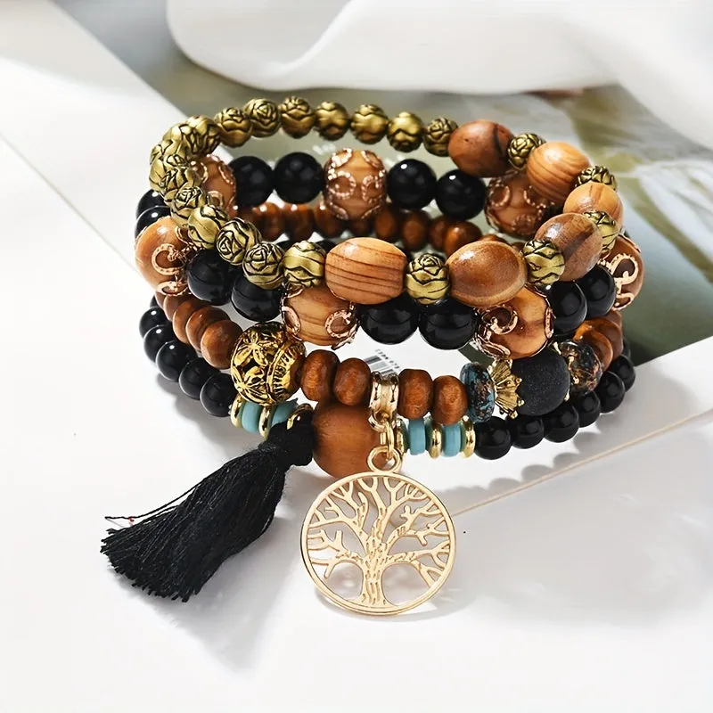 Bohemian Tree Of Life Bracelet Set  Handmade Ethnic Jewelry