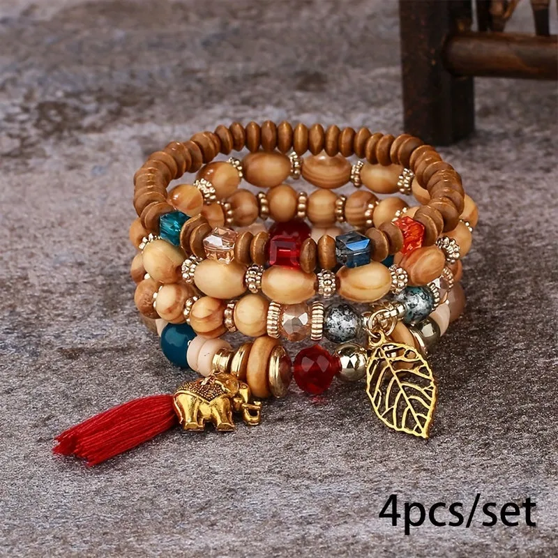 Bohemian Tree Of Life Bracelet Set  Handmade Ethnic Jewelry