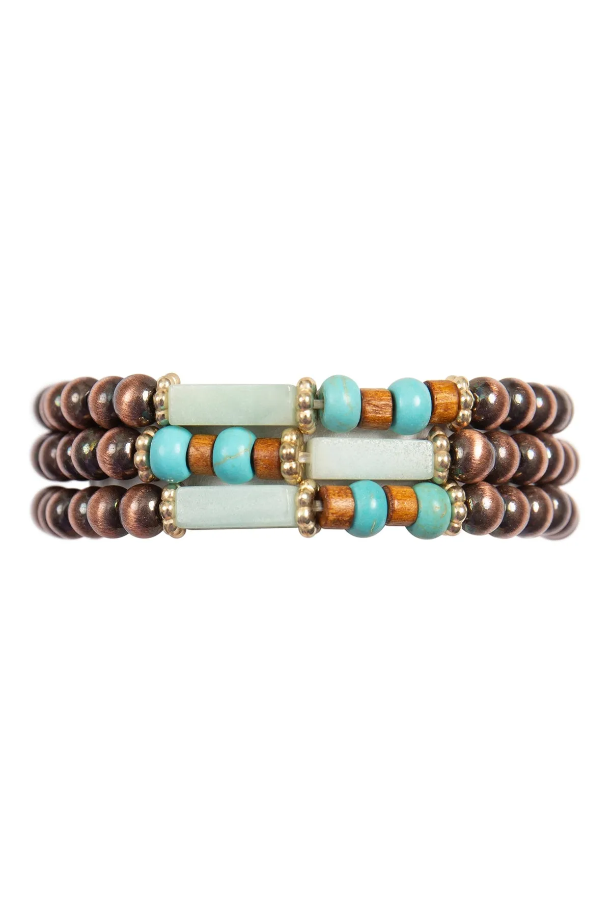 BOHO WOOD BEADS LAYERED WESTERN BRACELET (NOW $1.25 ONLY!)