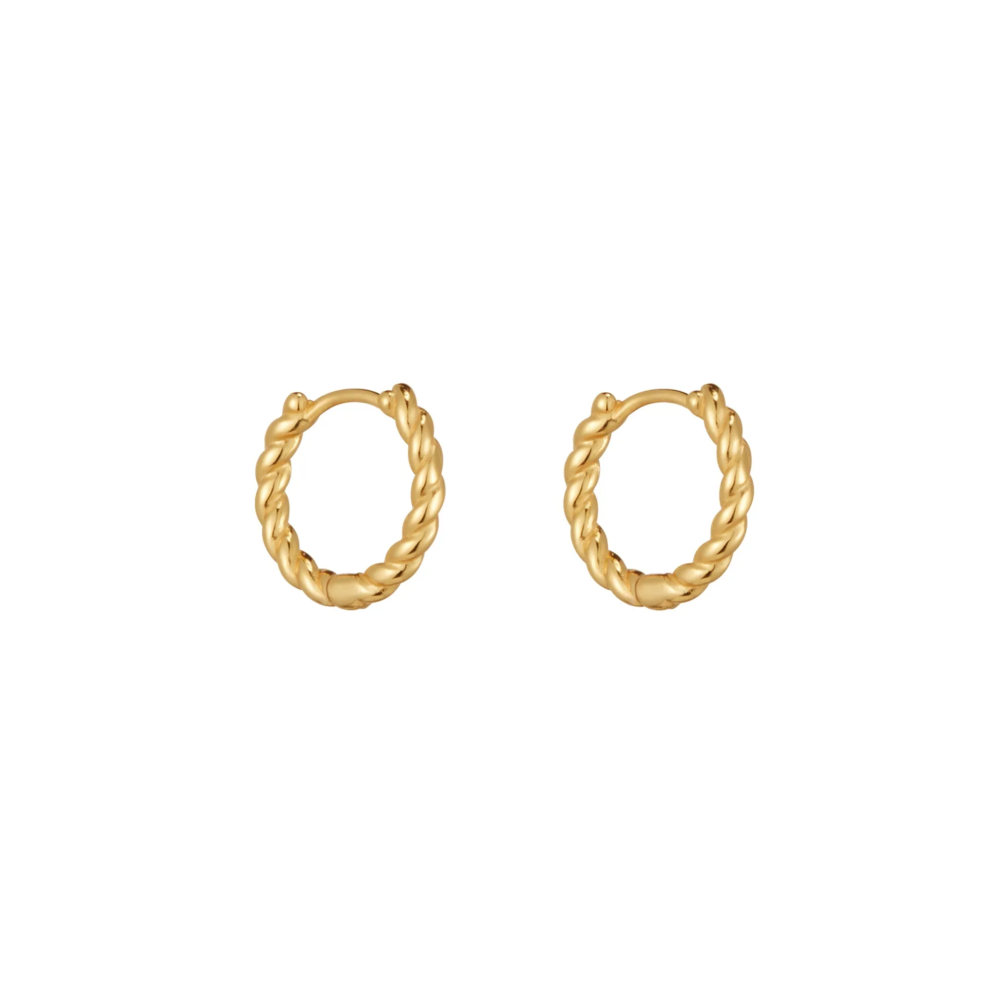 Braided Huggie Earrings in Gold