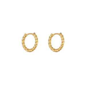 Braided Huggie Earrings in Gold