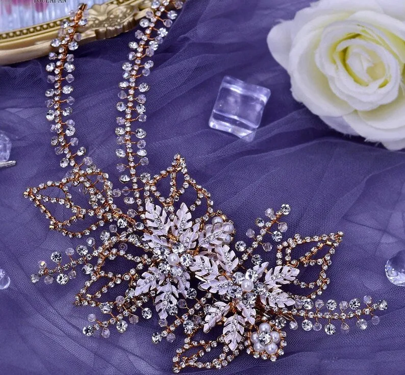 Bridal Hair Brooch Rhinestone Silver or Gold HP-0004