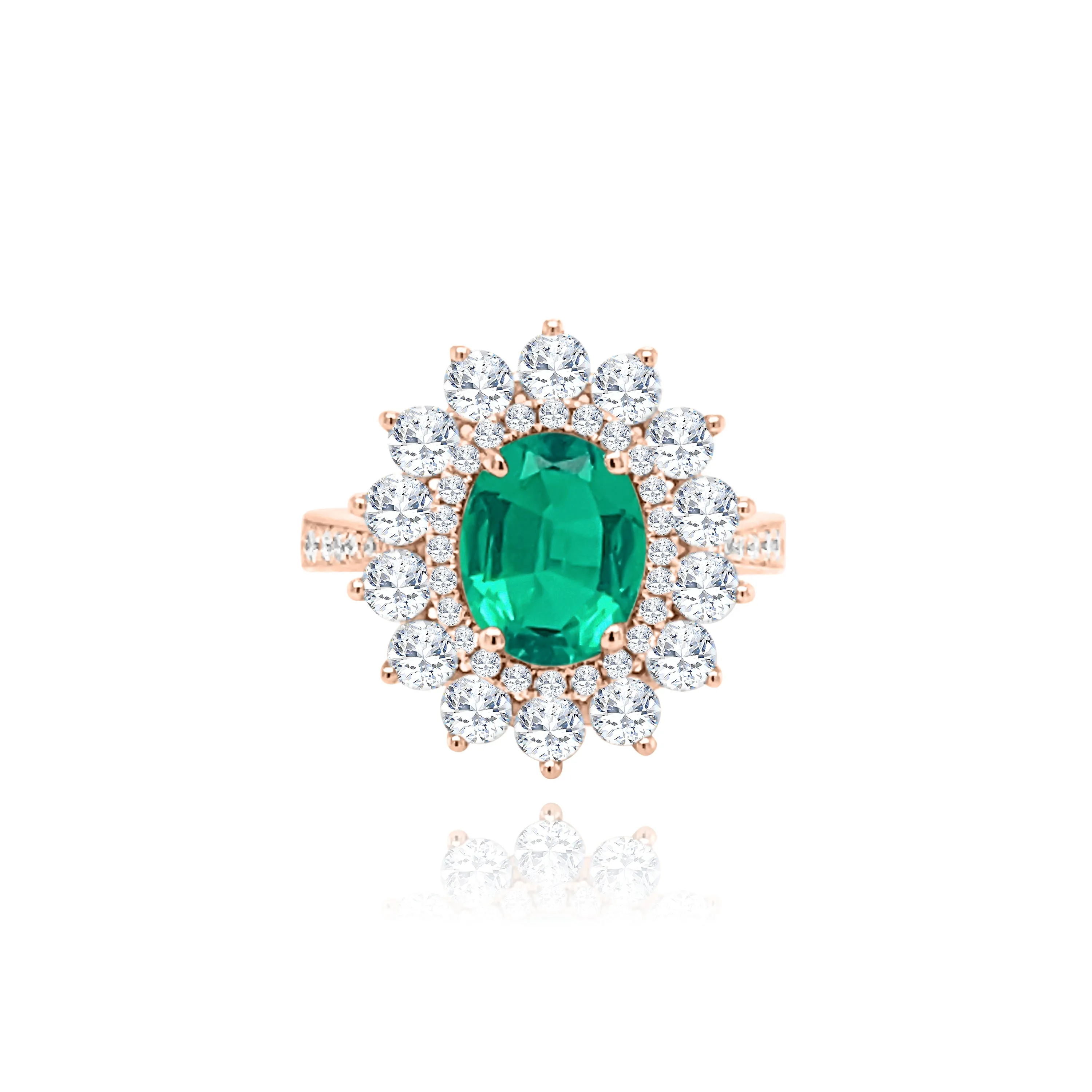 Brilliant cut Diamonds & Oval cut Emerald " Bora Bora"  Ring