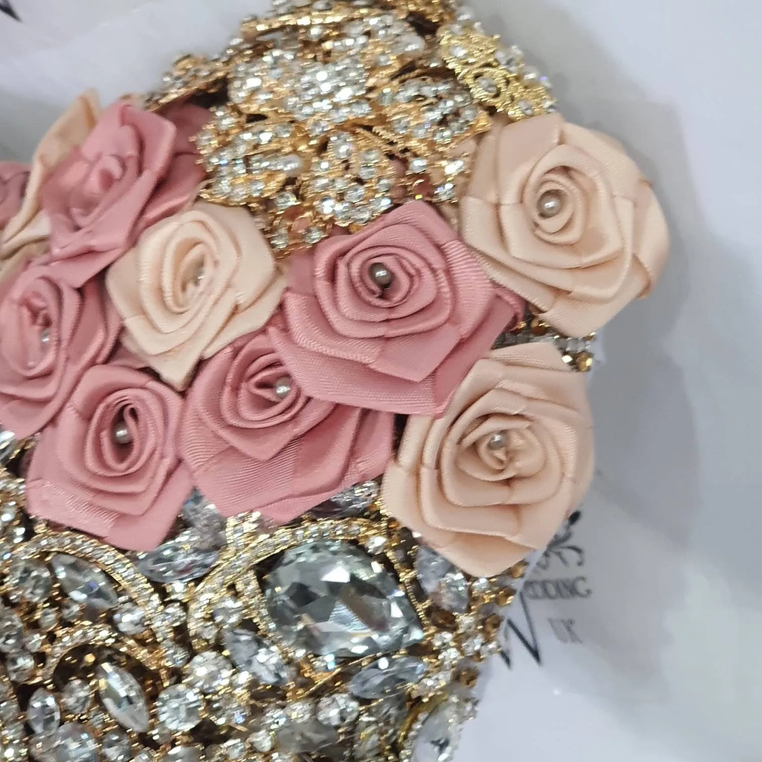 BROOCH BOUQUET Heart shaped brooch bouquet ribbon rose,  jewel heart wedding bouquet. by Crystal wedding uk