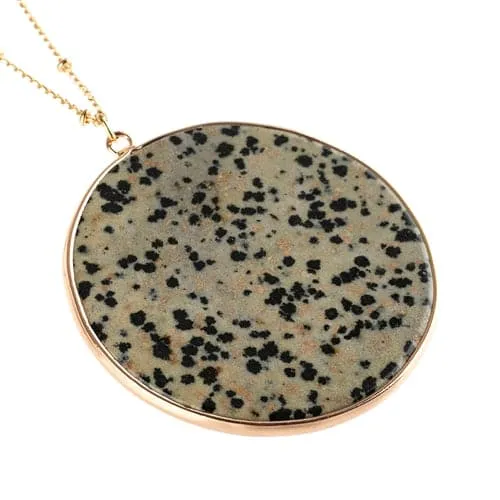 Brown Circle Stone Pendant Necklace - Pack of 6