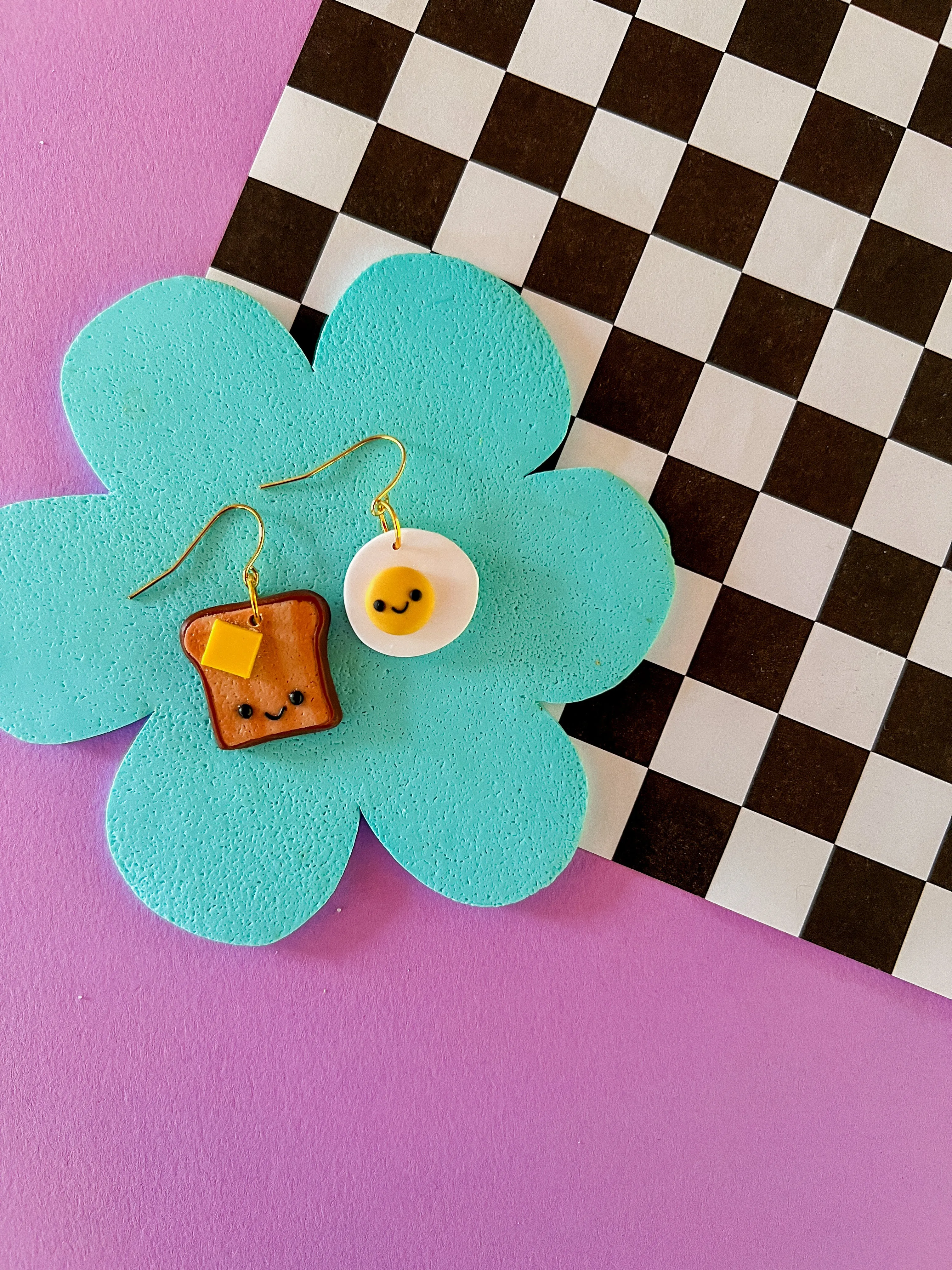 Brunch Earrings - Clay Egg and Toast Earrings