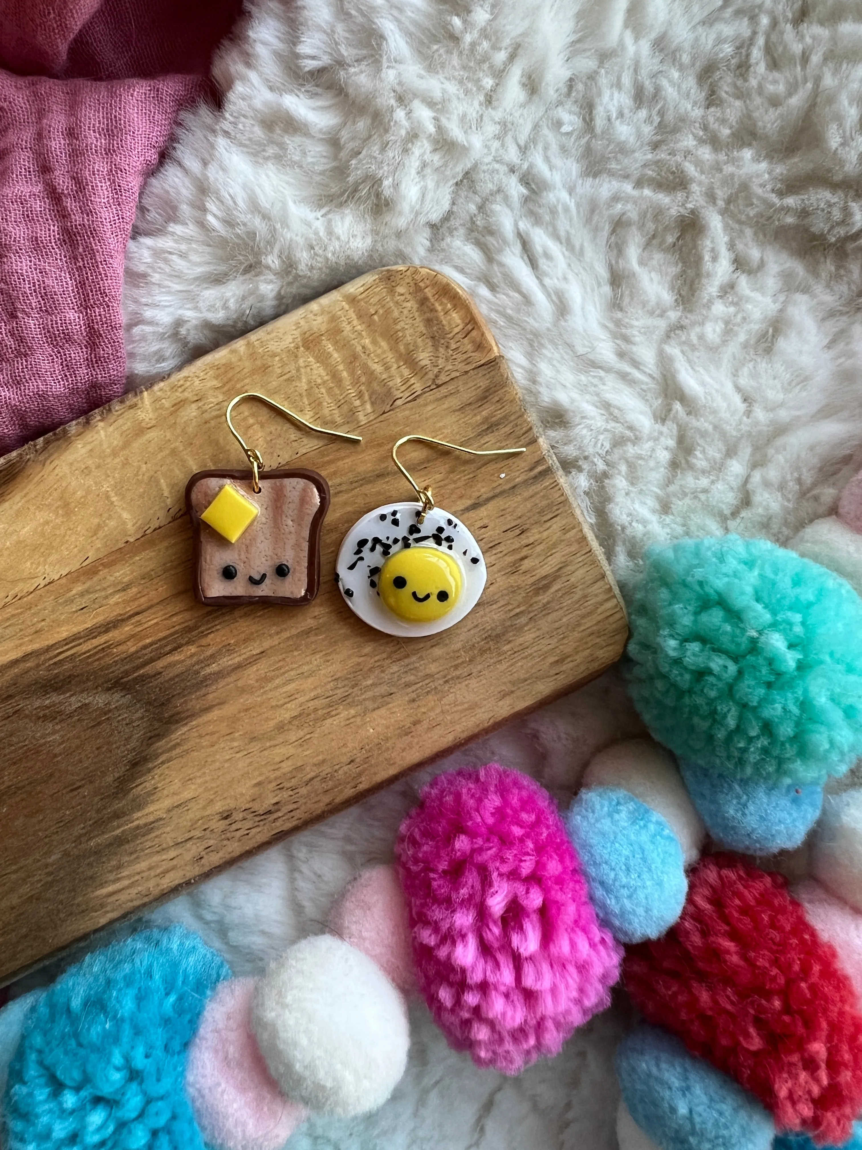 Brunch Earrings - Clay Egg and Toast Earrings