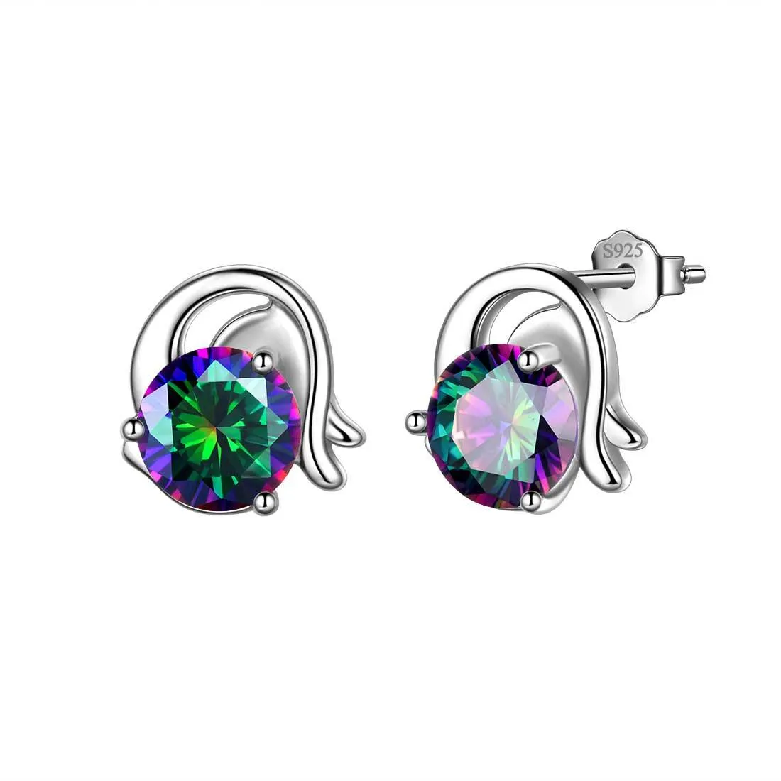 Capricorn Stud Earrings Women Girls Constellation Jewelry Mystic Topaz Sterling Silver