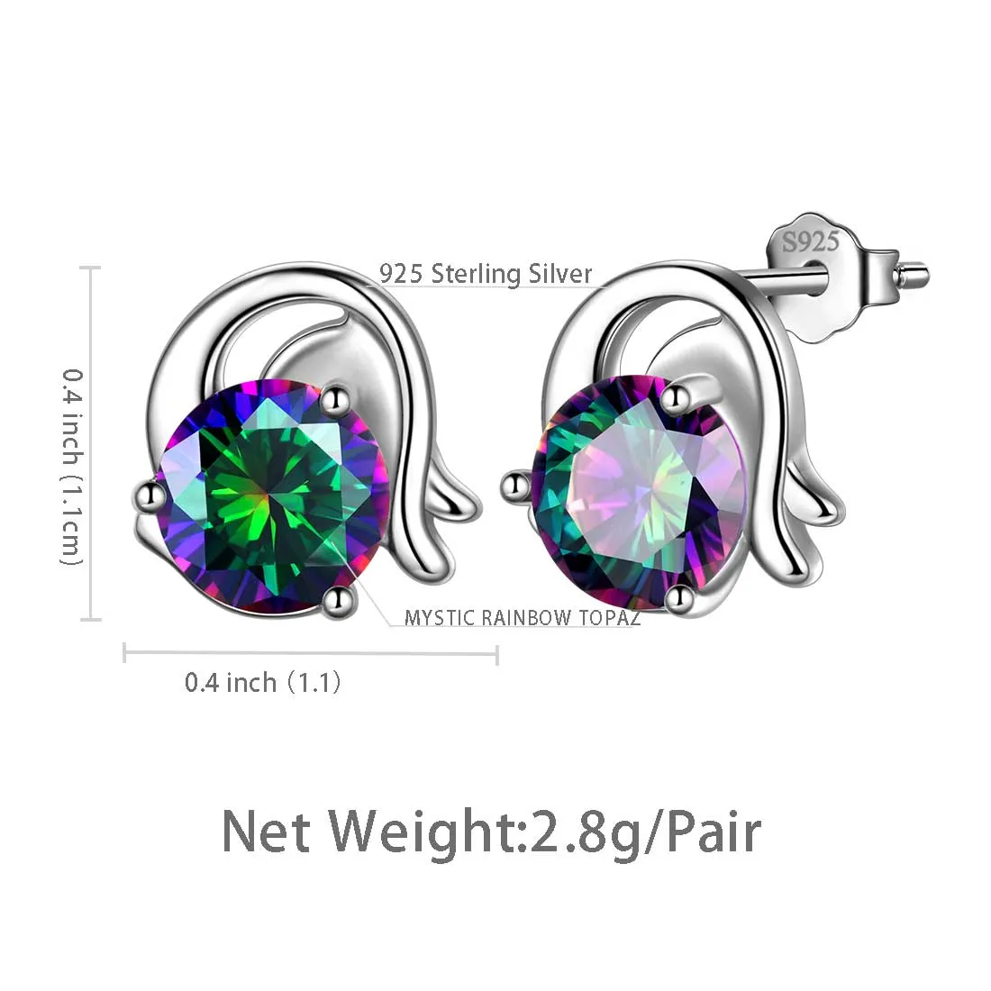 Capricorn Stud Earrings Women Girls Constellation Jewelry Mystic Topaz Sterling Silver