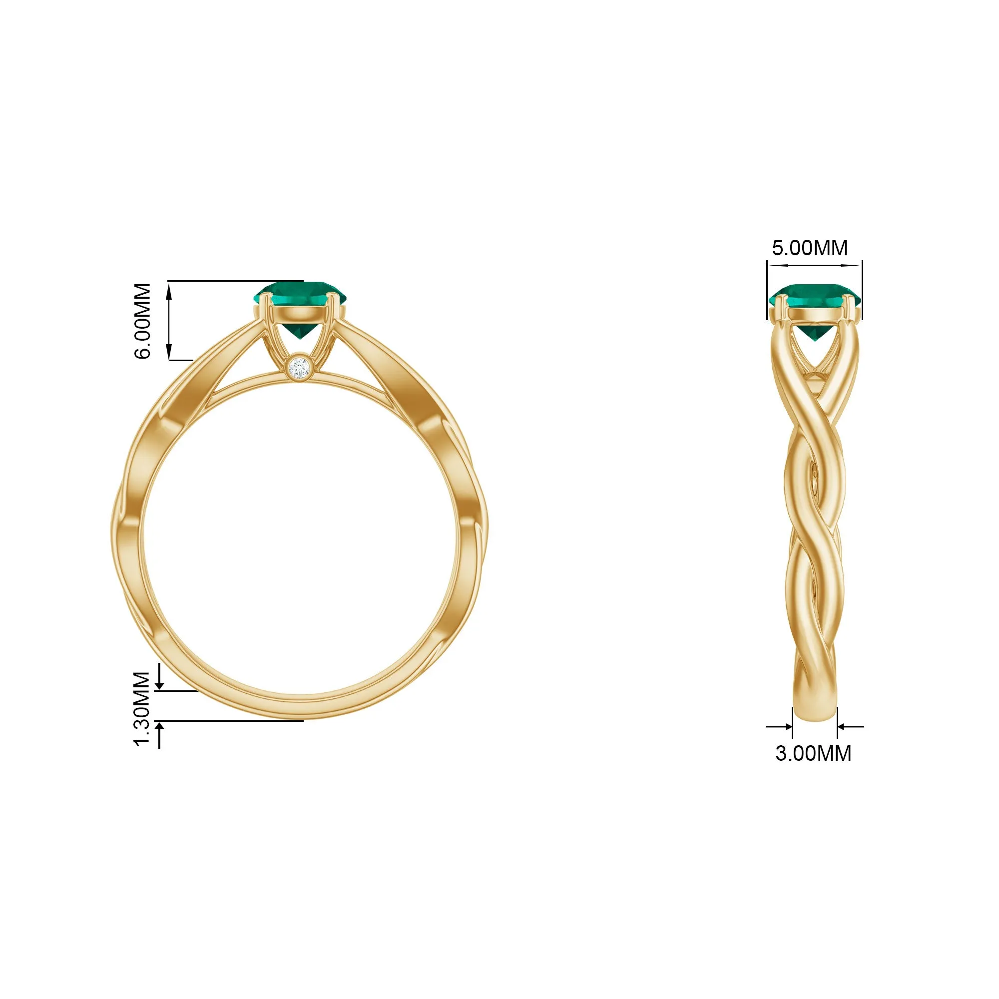 Certified Lab Created Emerald Solitaire Ring with Surprise Diamond