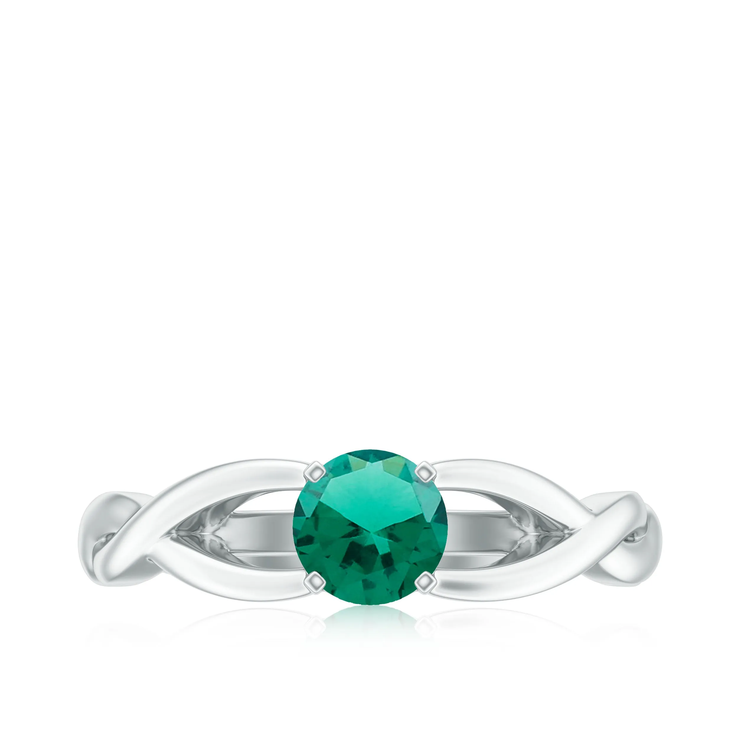 Certified Lab Created Emerald Solitaire Ring with Surprise Diamond