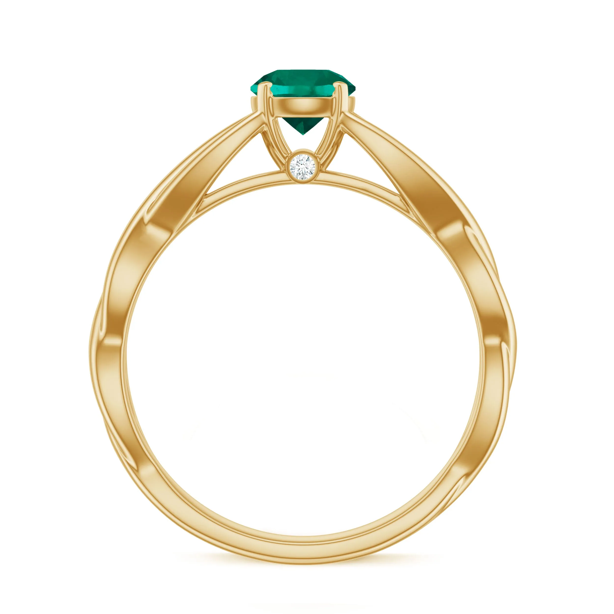 Certified Lab Created Emerald Solitaire Ring with Surprise Diamond