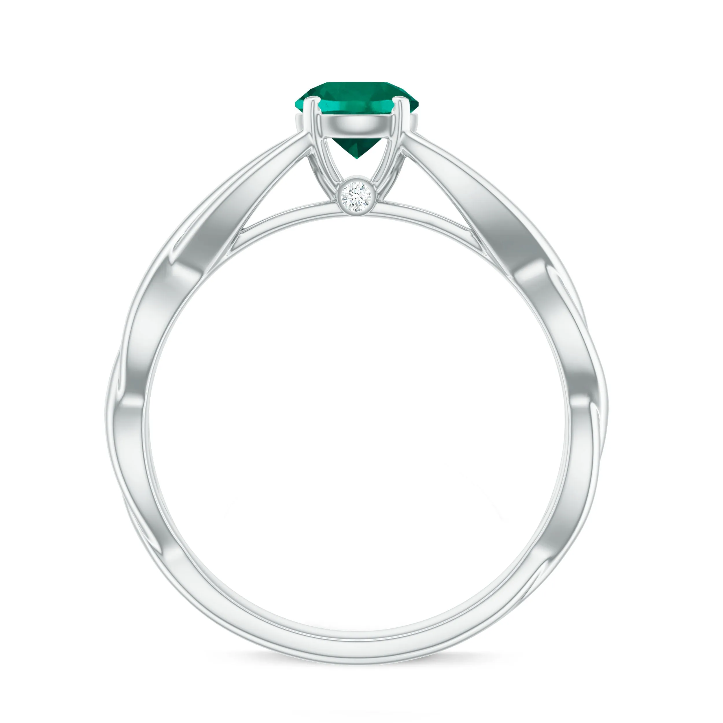 Certified Lab Created Emerald Solitaire Ring with Surprise Diamond