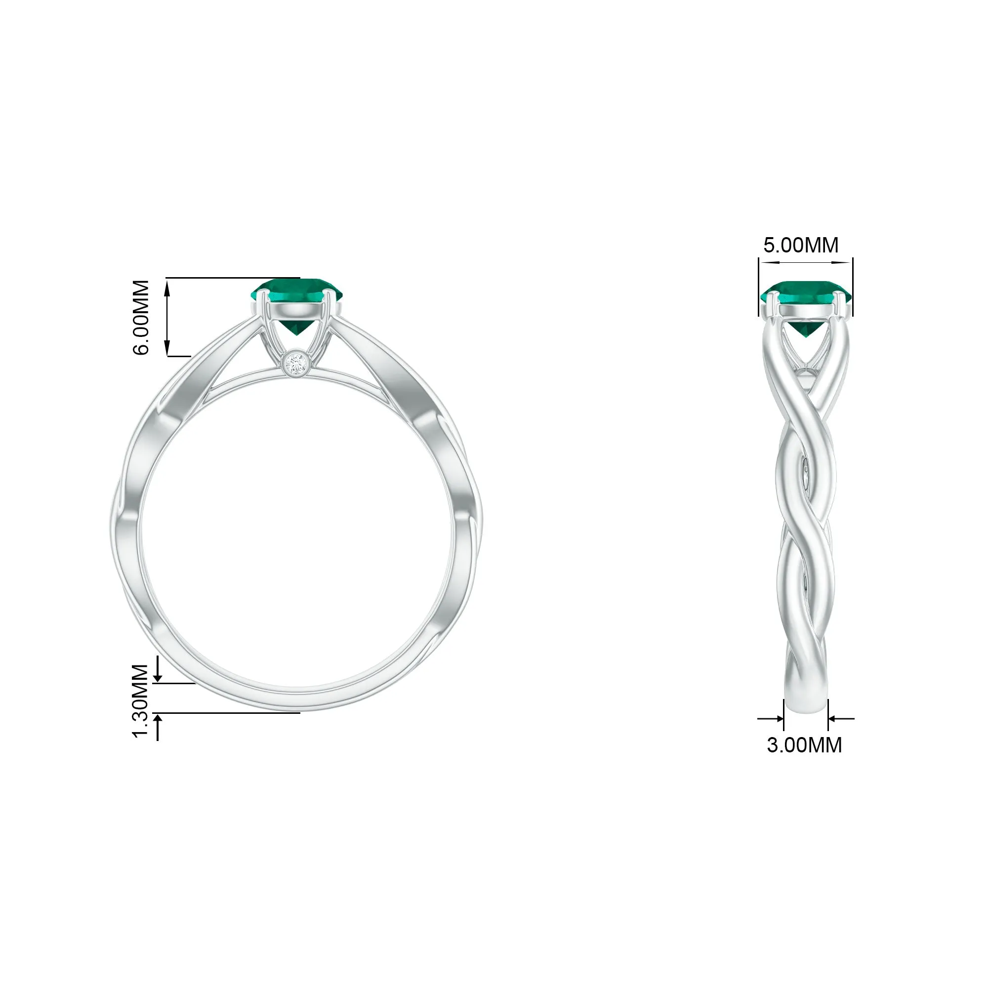 Certified Lab Created Emerald Solitaire Ring with Surprise Diamond